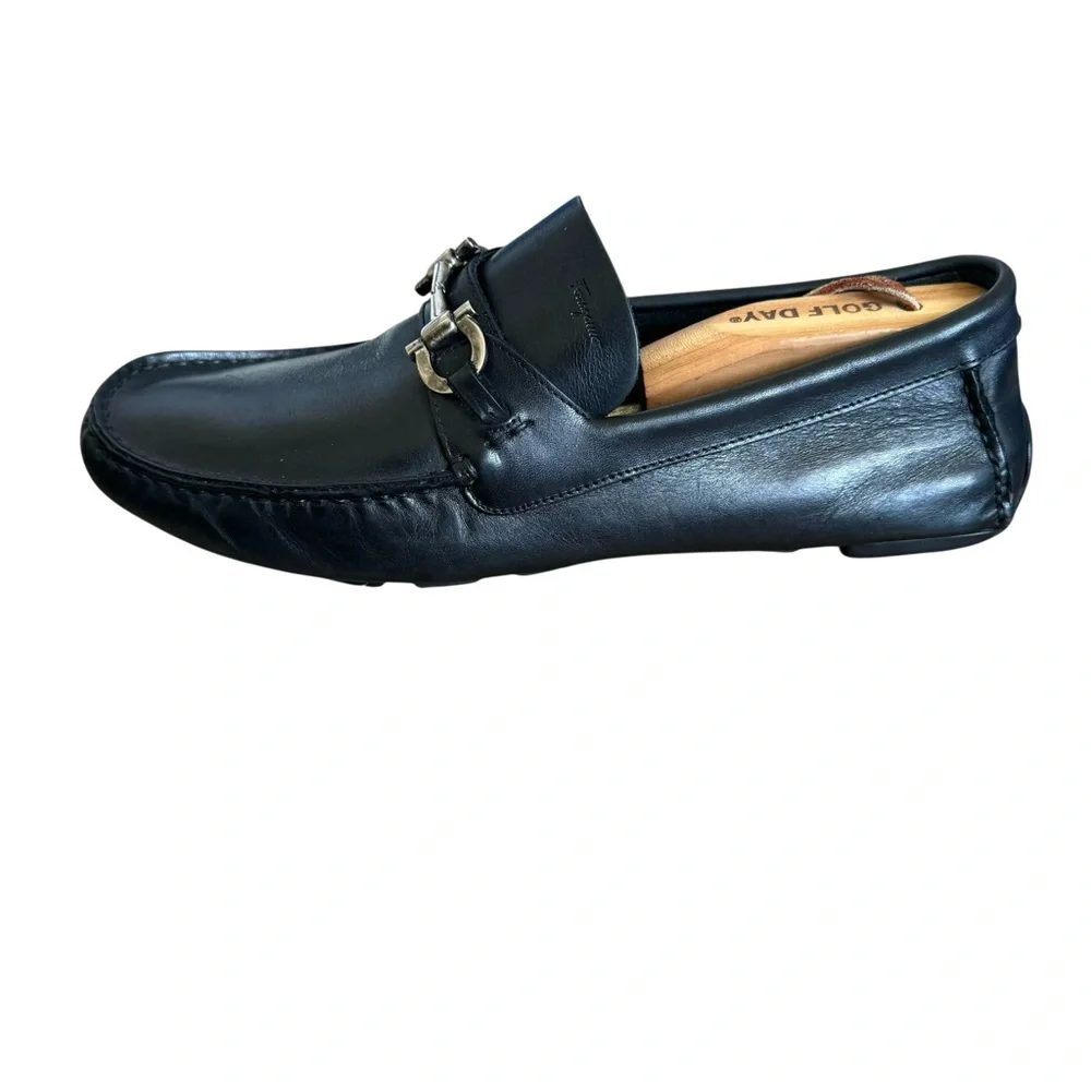 Salvatore Ferragamo Horsebit Loafers Black Driver Shoes Men’s